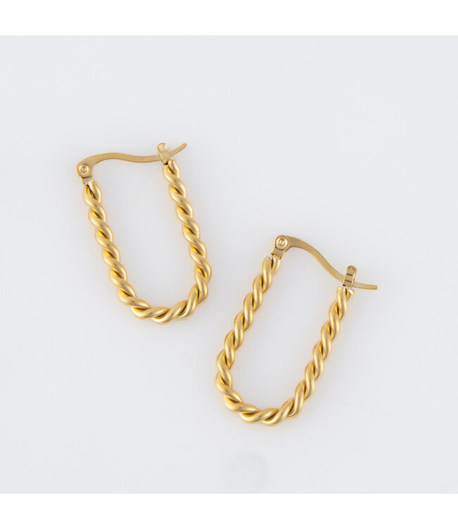 Howards Narelle Waterproof Twisted Hoop Earrings Gold