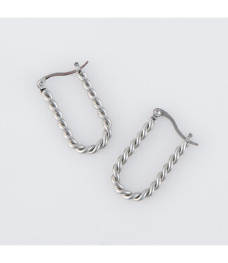 Howards Narelle Waterproof Twisted Hoop Earrings Silver