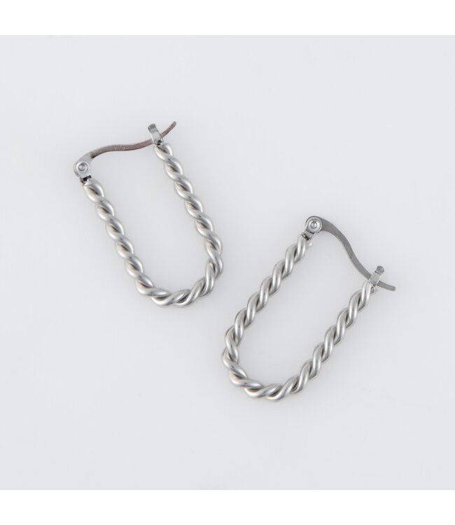 Howards Narelle Waterproof Twisted Hoop Earrings Silver