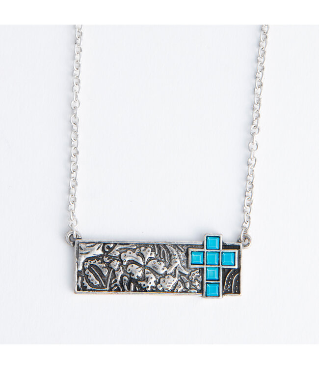 Howards Zenni Engraved Cross Bar Pendant Necklace Angel