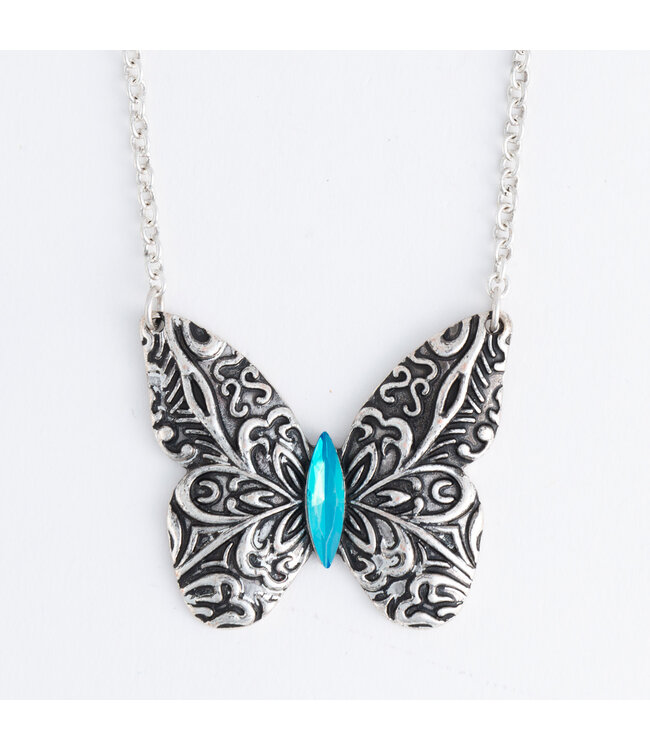 Howards Zenni Engraved Butterfly Pendant Necklace