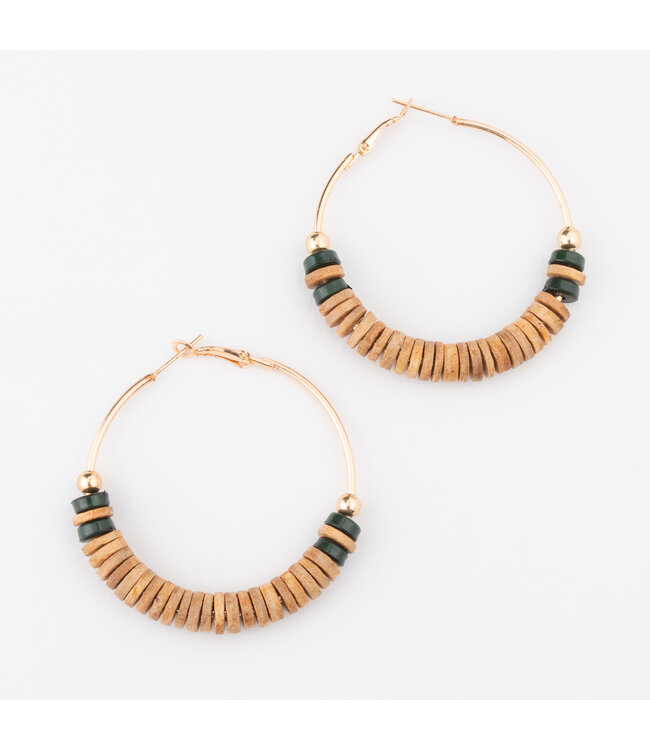Howards Nyra Wood Disc Hoop Earrings Blonde