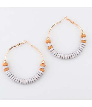 Howards Nyra Wood Disc Hoop Earrings Bright White