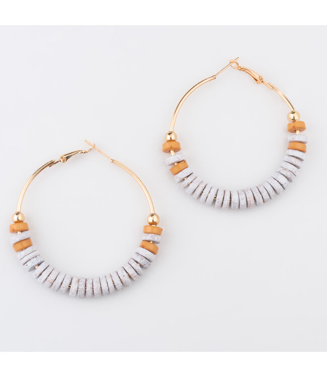 Howards Nyra Wood Disc Hoop Earrings Bright White