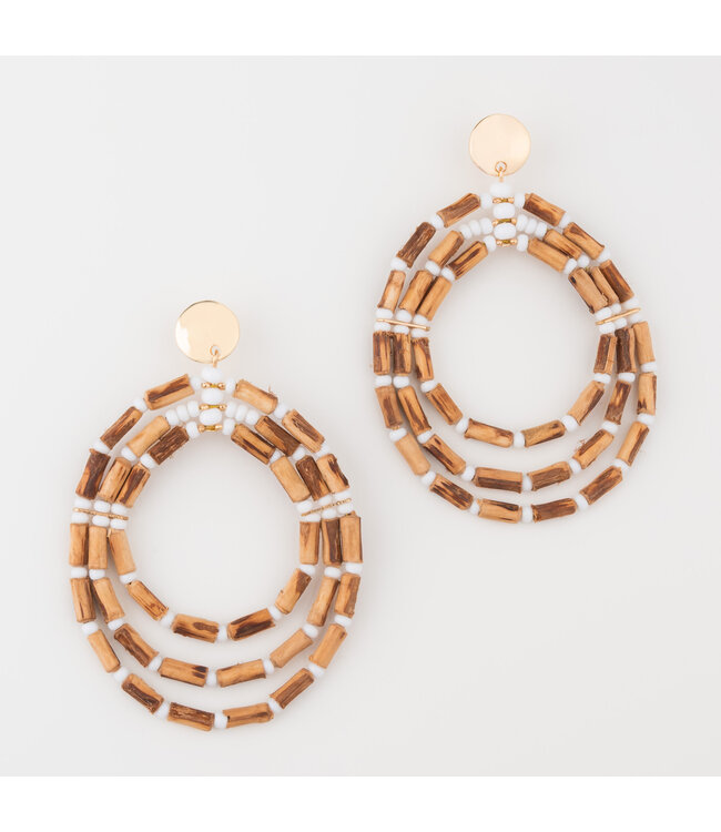 Howards Nyra Mango Wood Hoop Earrings Blonde
