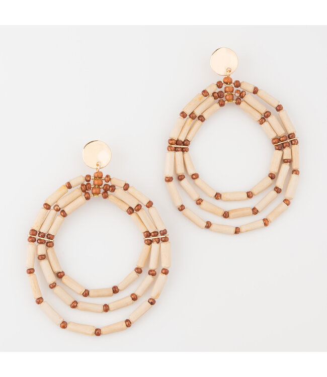 Howards Nyra Mango Wood Hoop Earrings Birch