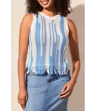 Tribal Crew Neck Fringed Hem Sweater