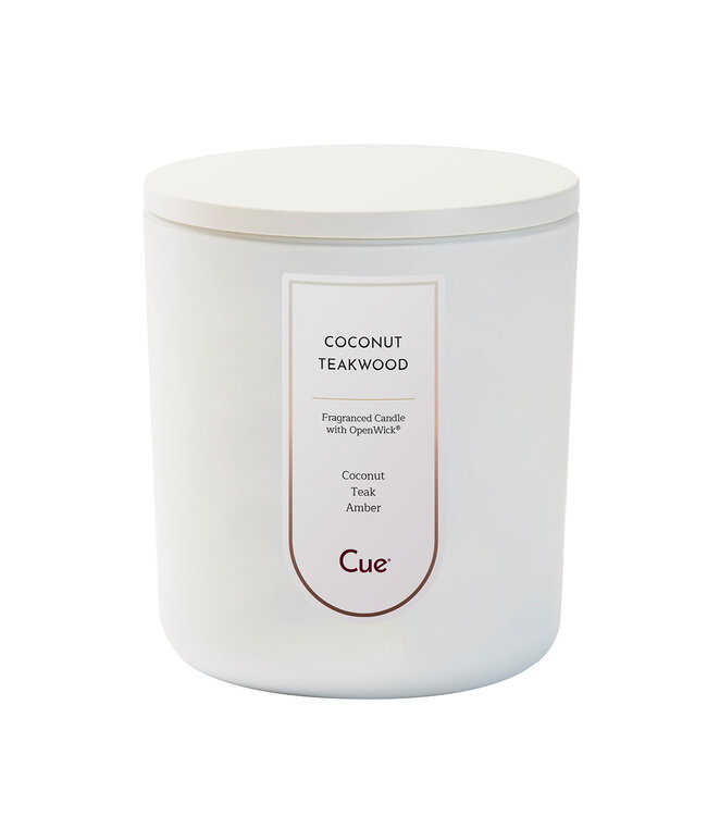 Cue Candles Coconut Teakwood 12oz Candle White