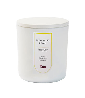 Cue Candles Fresh Picked Lemon 12oz Candle White