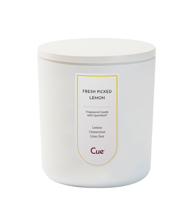 Cue Candles Fresh Picked Lemon 12oz Candle White