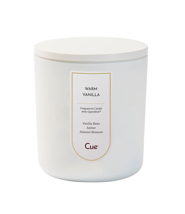 Cue Candles Warm Vanilla 12oz Candle White