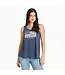 Life Is Good Womens Textured Slub Tank Flower Flag Dusty Blue