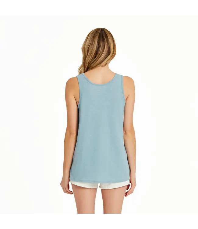 Life Is Good Womens Textured Slub Good Vibes Flowe Smokey Blue