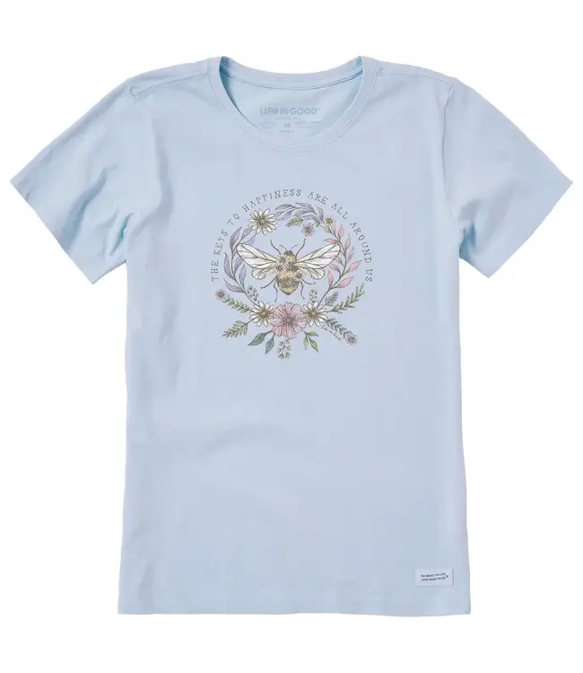 Life Is Good Womens Crusher-LITE Bee Happiness Al Glacier Blue
