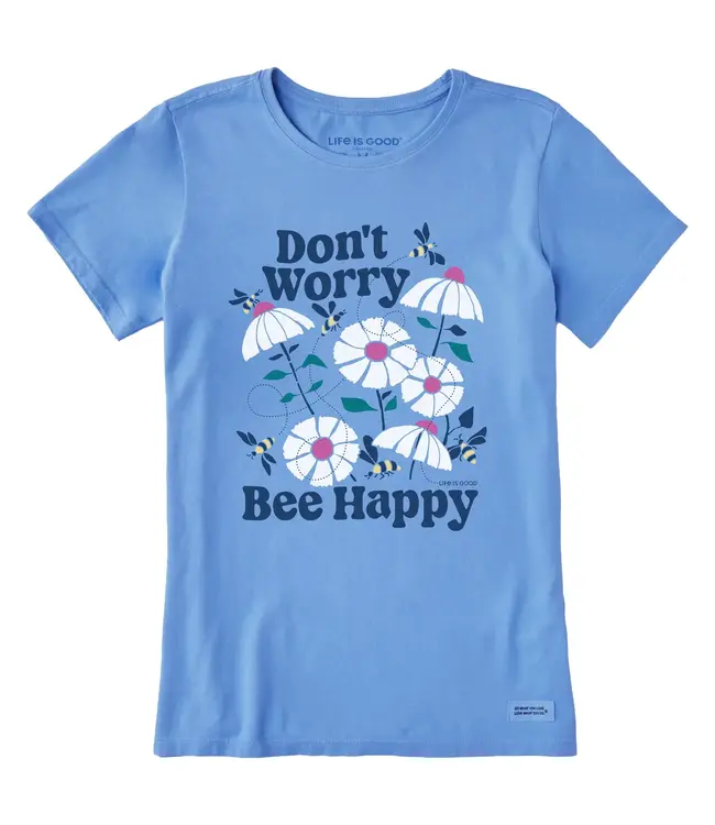 Life Is Good Womens Crusher-LITE Don't Worry Bee Cornflower Blue