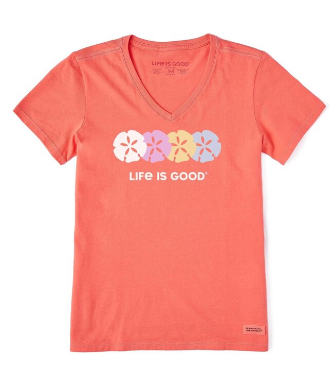 Life Is Good Womens Crusher Vee Rally Sand Dollars Mango Orange