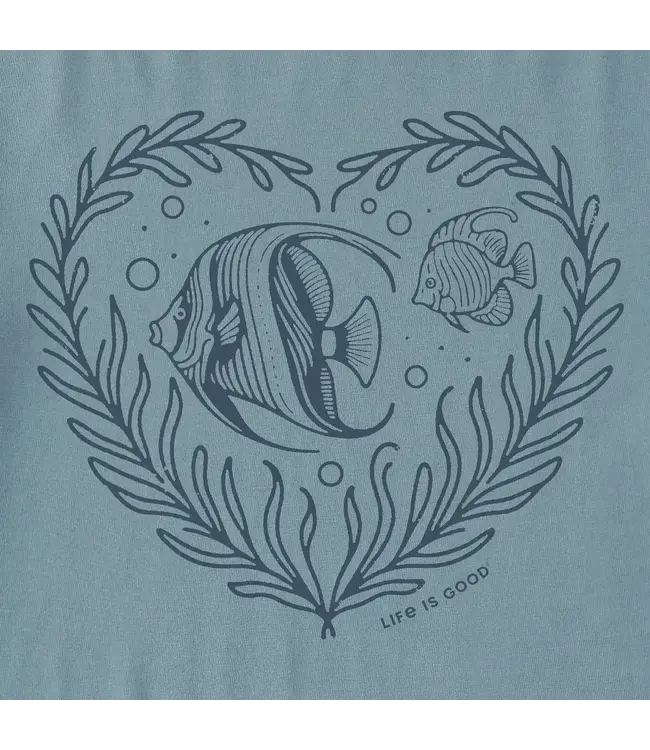 Life Is Good Womens Crusher Vee Angelfish Heart Smokey Blue