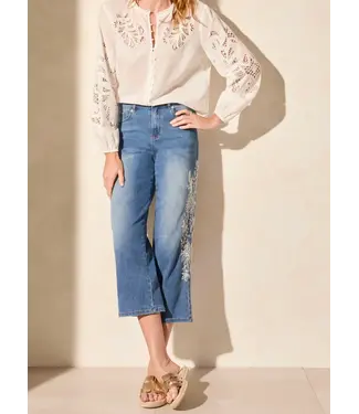 Tribal Audrey Girlfriend Crop Jeans With Embroidery