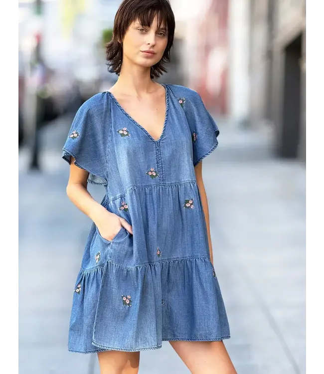 Billy T Shop Floral Bouquet Dress Denim