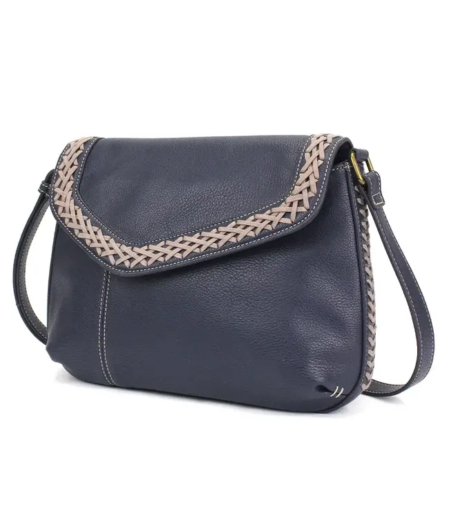 Chala Handbags Braided Style Crossbody Navy