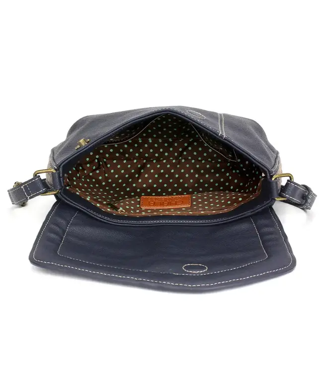 Chala Handbags Braided Style Crossbody Navy