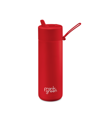 Frank Green 20oz SS Ceramic Reusable Bottle Atomic Red with Flip Straw Lid