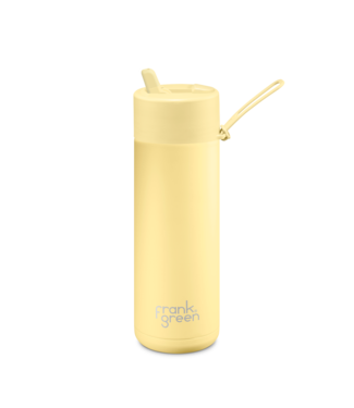 Frank Green 20oz SS Ceramic Reusable Bottle Buttermilk with Flip Straw Lid