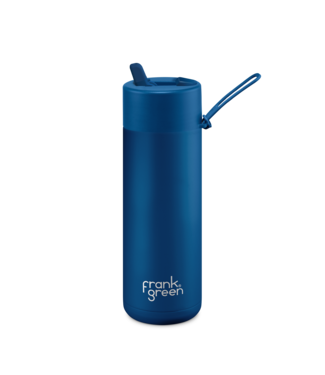 Frank Green 20oz SS Ceramic Reusable Bottle Deep Ocean with Flip Straw Lid