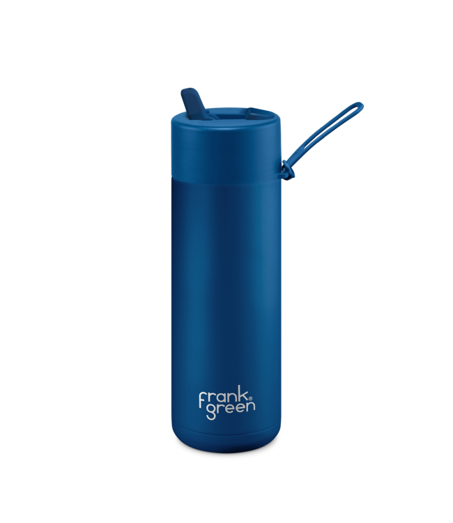 Frank Green 20oz SS Ceramic Reusable Bottle Midnight with Flip Straw Lid