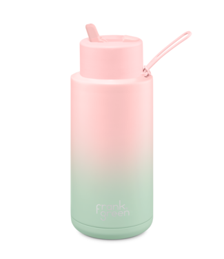 Frank Green 34oz SS Ceramic Reusable Bottle Gradient Blushed Mint Gelato