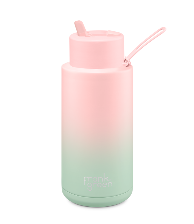 Frank Green 34oz SS Ceramic Reusable Bottle Gradient Blushed Mint Gelato