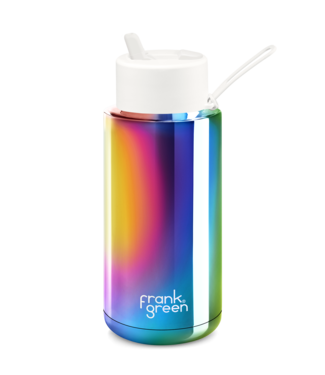 Frank Green 34oz SS Ceramic Reusable Bottle Limited Edition Rainbow with Flip Straw Lid Cloud