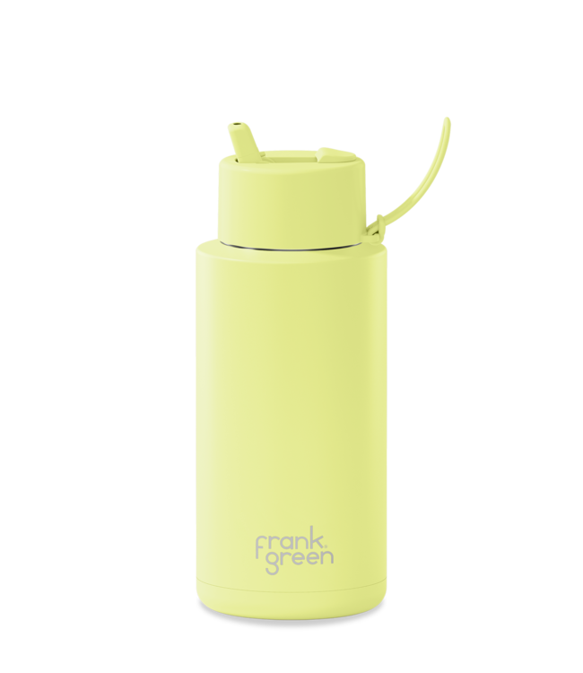 Frank Green 34oz Stainless Steel Ceramic Bottle With Flipo Lid Yellow Glow