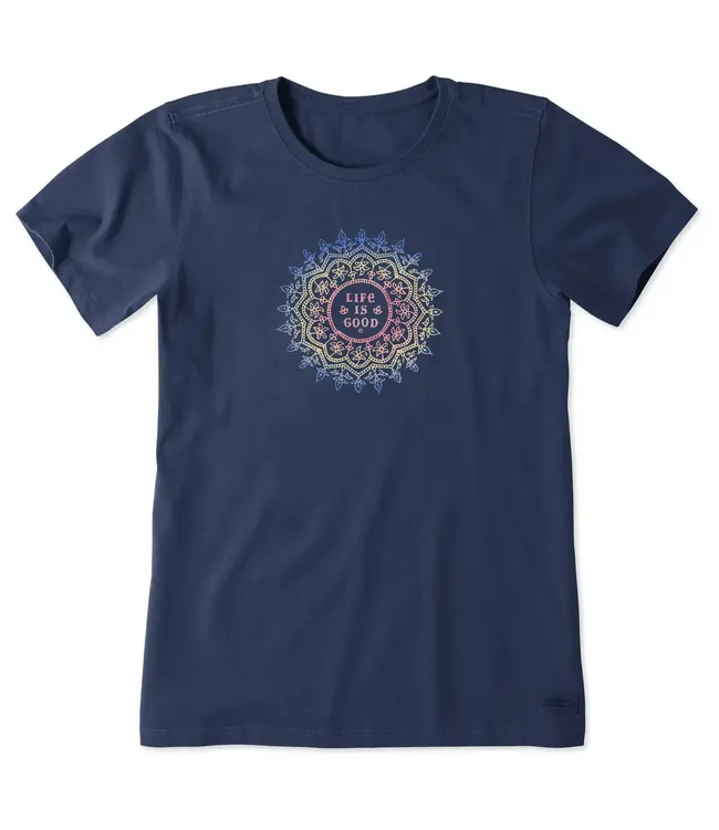 Life Is Good Womens Crusher Tee Antique Mandala Darkest Blue