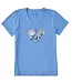 Life Is Good Womens Crusher Vee Hummingbird Heart Cornflower Blue