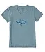 Life Is Good Womens Crusher Vee Patterna Floating Smokey Blue
