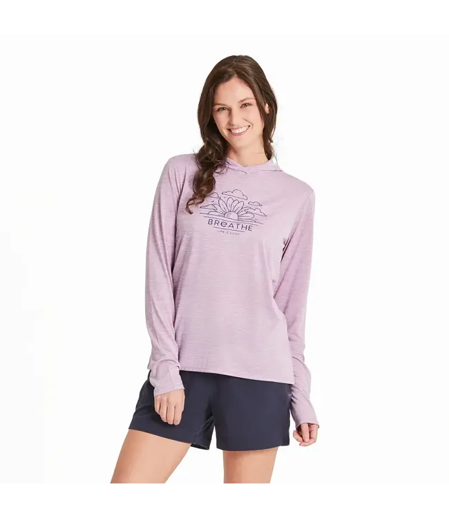 Life Is Good Womens Long Sleeve Sun Breathe Sunflower Violet Purple
