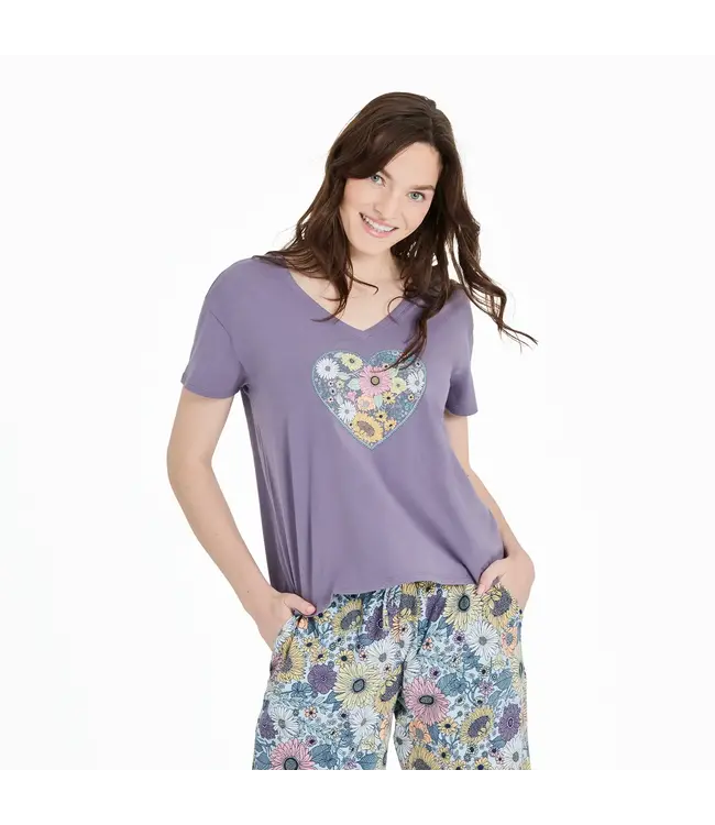 Life Is Good Womens Snuggle UP Sleep Flowerful Love Dusk Purple