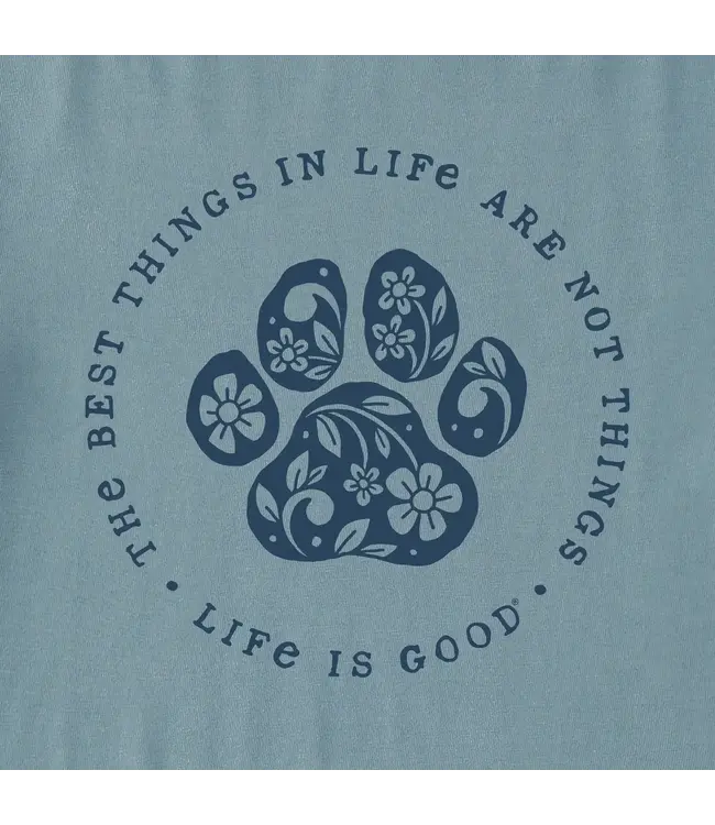 Life Is Good Womens Snuggle Up Sleeve Best Things Floral Paw Smokey Blue