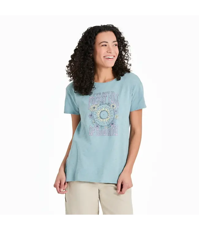 Life Is Good Womens Textured Slub Pocket Full Of S Smokey Blue