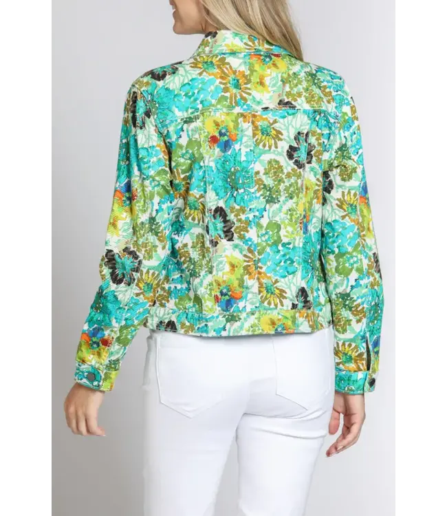 APNY INC Printed Denim Jacket Antique Garden
