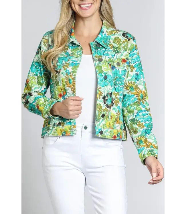 APNY INC Printed Denim Jacket Antique Garden