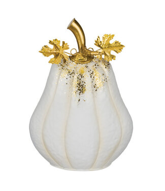 Regal Gilded Pumpkin Decor White