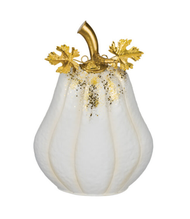 Regal Gilded Pumpkin Decor White