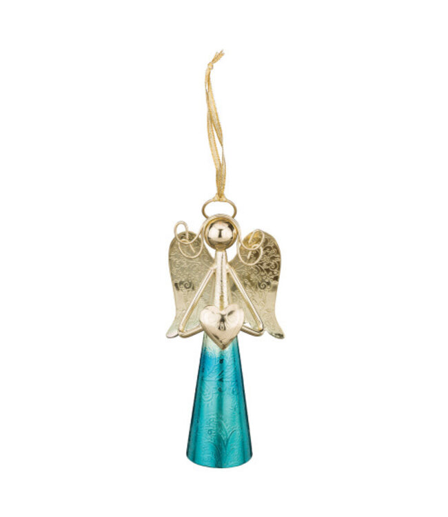 Regal Gold Angel Bell 6" Blue