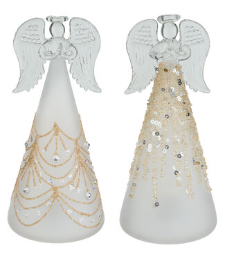 Regal LED Frost Gold Angel Decor MED Set Of 2