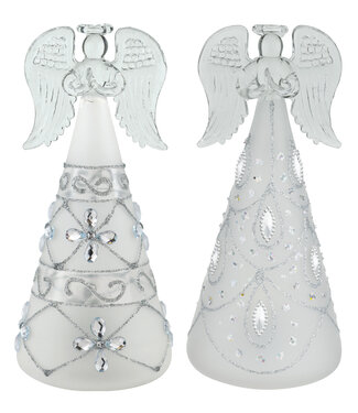 Regal LED Frost Silver Angel Decor MED Set Of 2