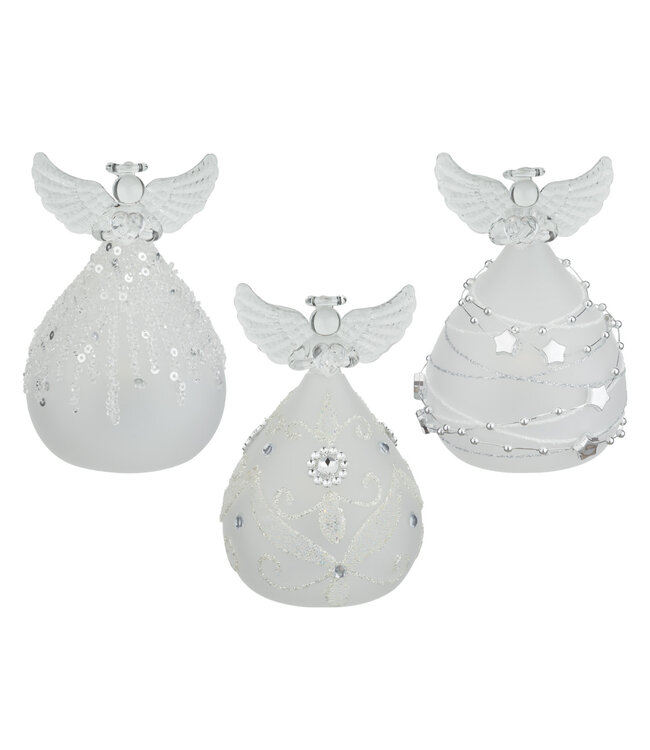 Regal LED Frost Silver Angel Decor SM Set Of 3