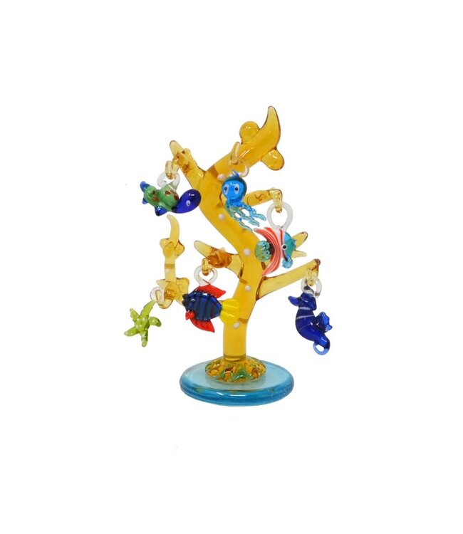 Gift Essentials Glass Coral Tree wSea Life Ornament