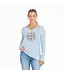 Life Is Good Womens New Long Sleeve Hooded Floral Bee Manda Glacier Blue